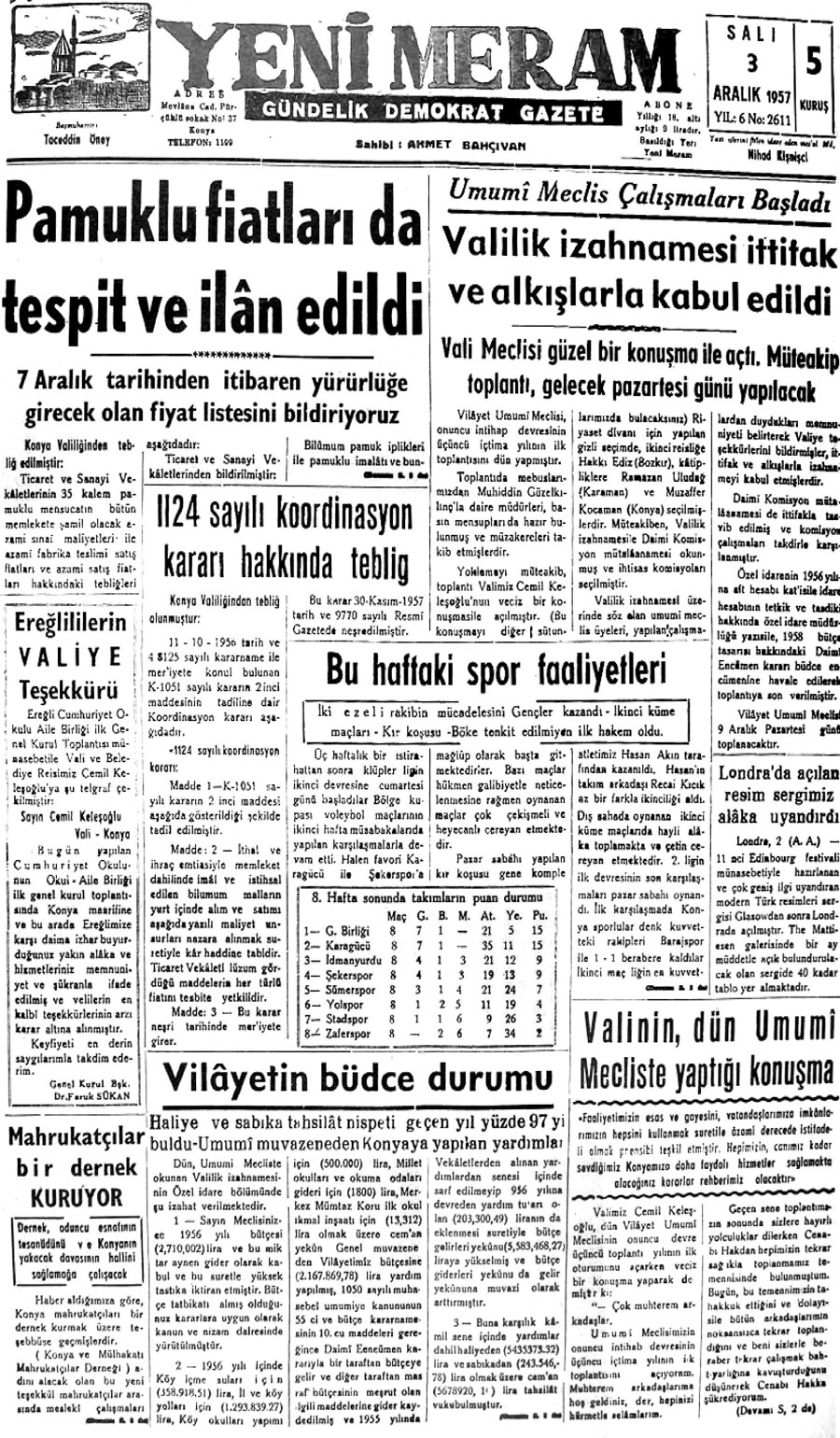 3 Aralık 2020 Yeni Meram Gazetesi