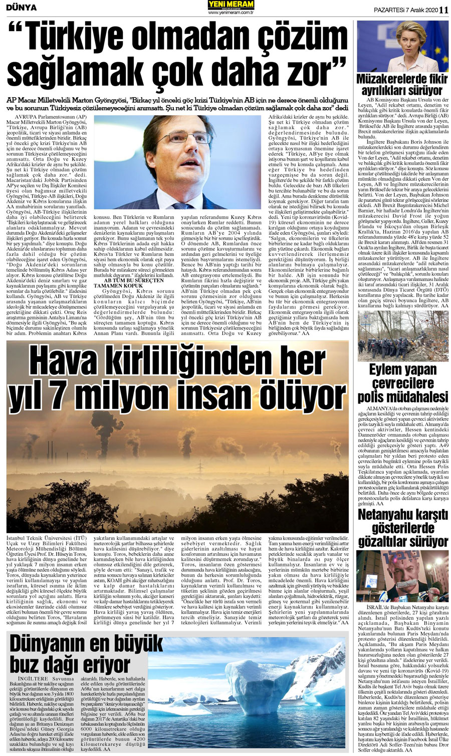 7 Aralık 2020 Yeni Meram Gazetesi