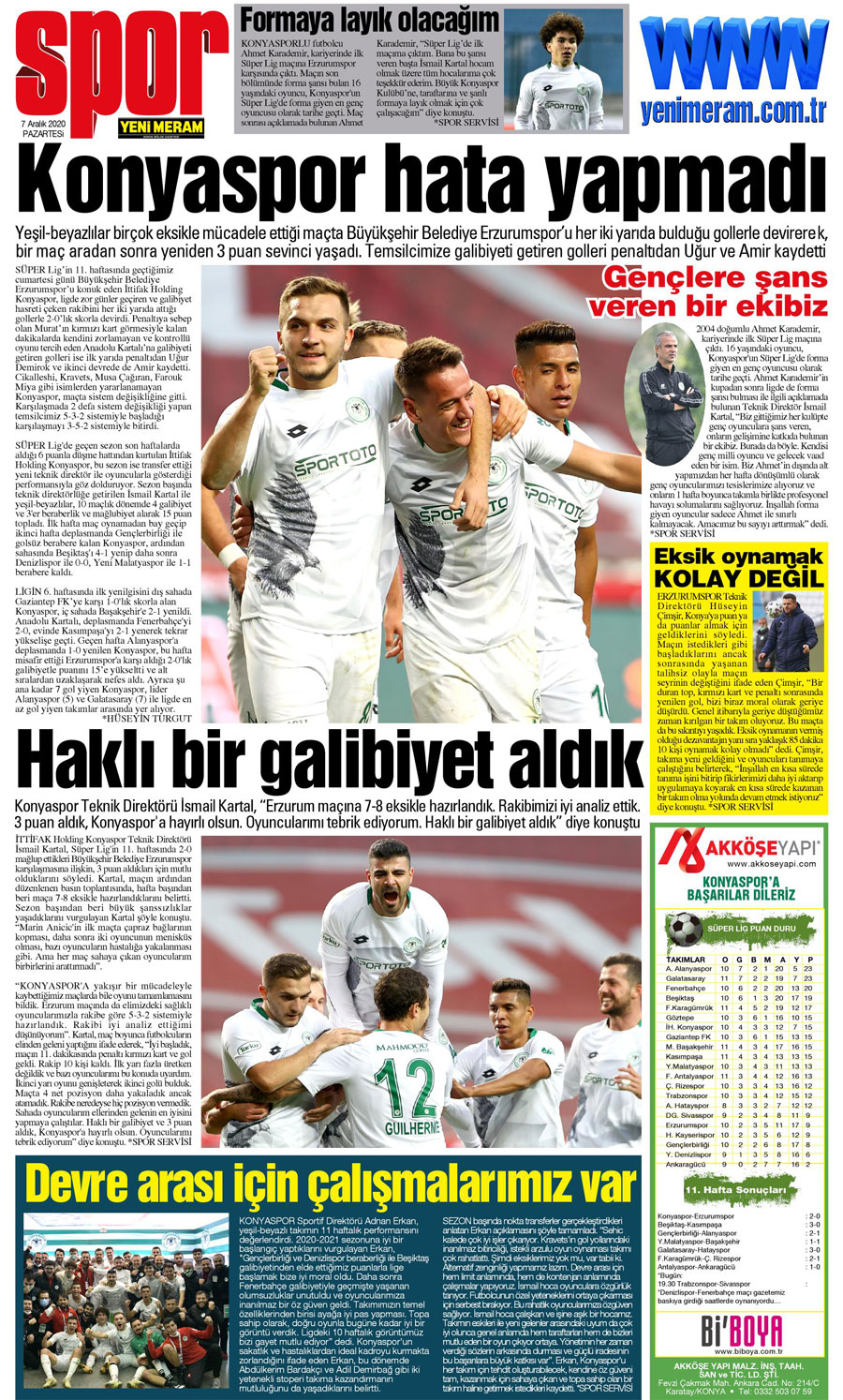 7 Aralık 2020 Yeni Meram Gazetesi