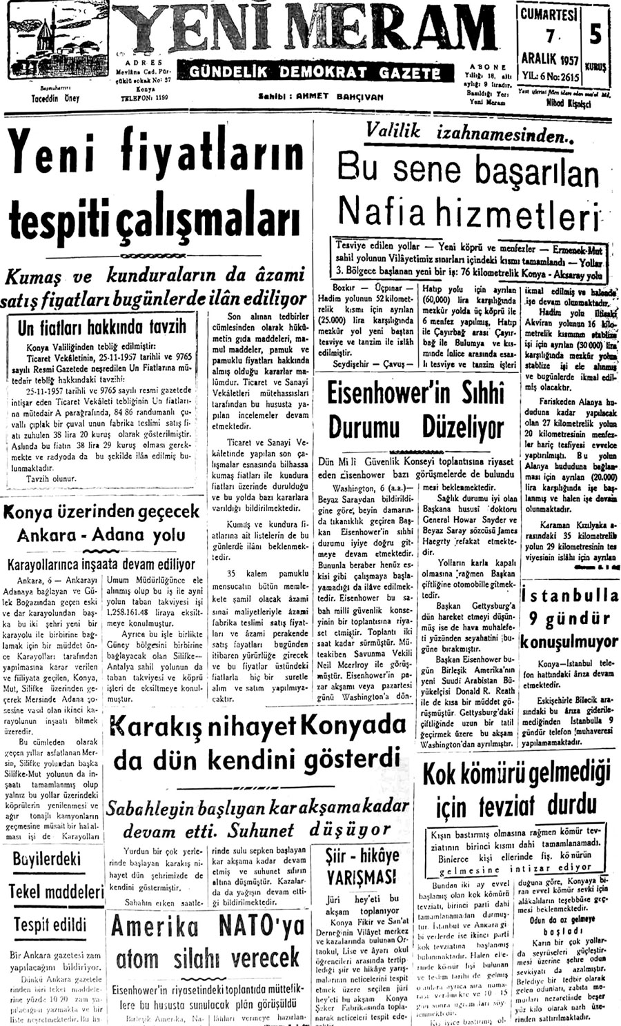 7 Aralık 2020 Yeni Meram Gazetesi