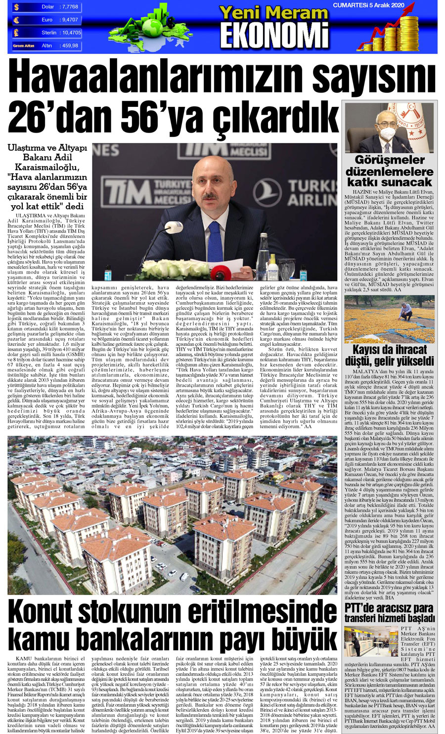 5 Aralık 2020 Yeni Meram Gazetesi