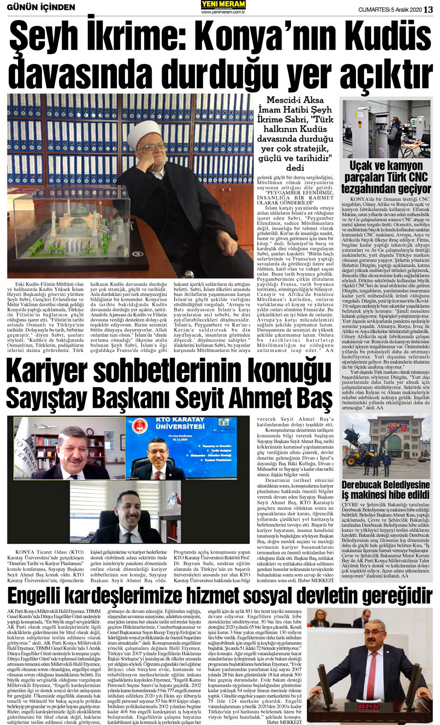 5 Aralık 2020 Yeni Meram Gazetesi