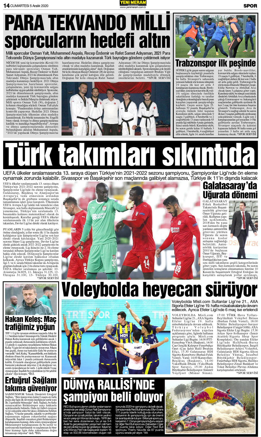 5 Aralık 2020 Yeni Meram Gazetesi