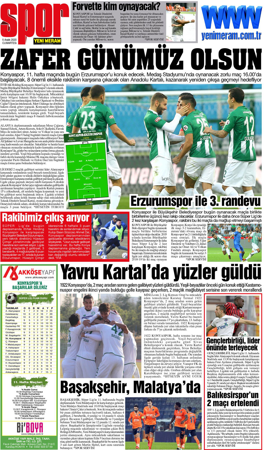 5 Aralık 2020 Yeni Meram Gazetesi