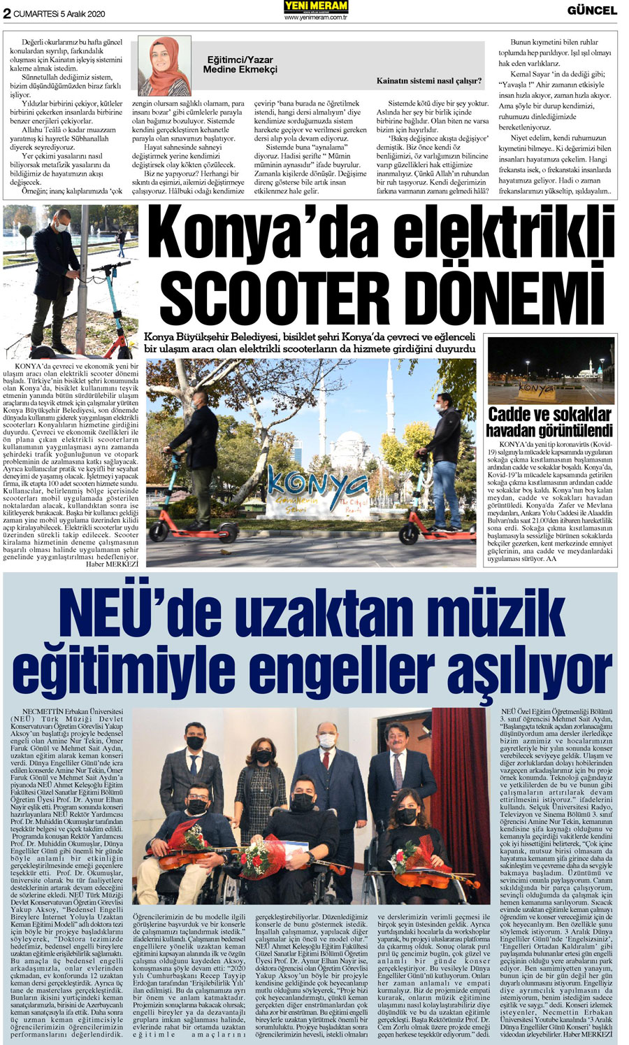 5 Aralık 2020 Yeni Meram Gazetesi