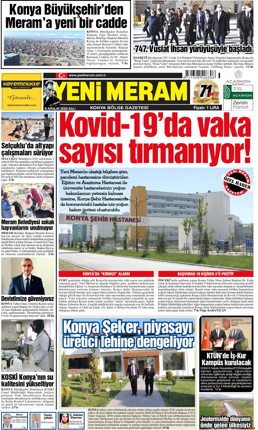 8 Aralık 2020 Yeni Meram Gazetesi