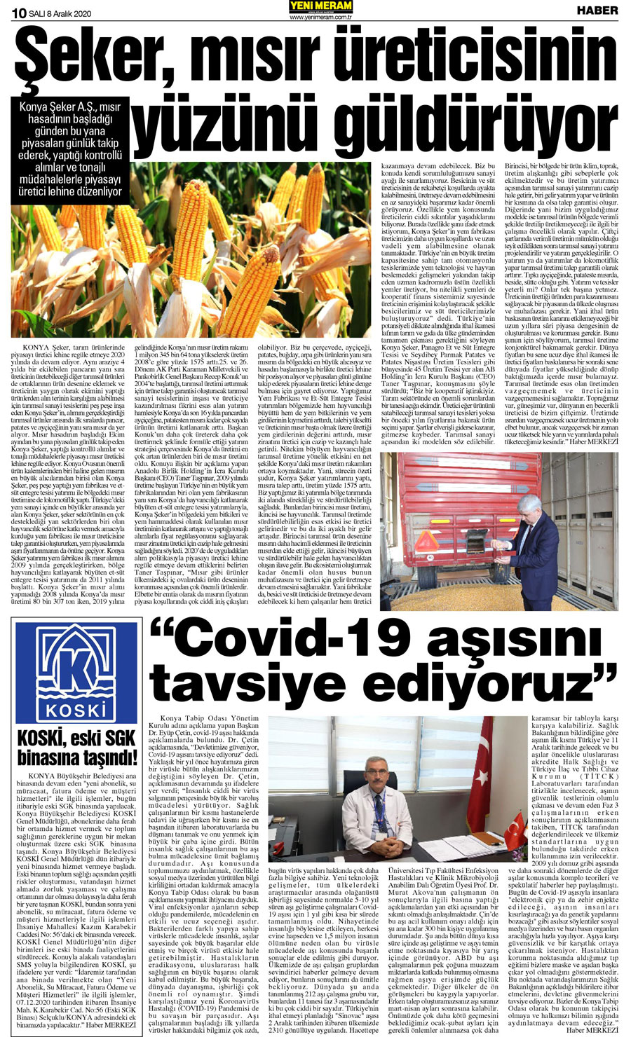 8 Aralık 2020 Yeni Meram Gazetesi