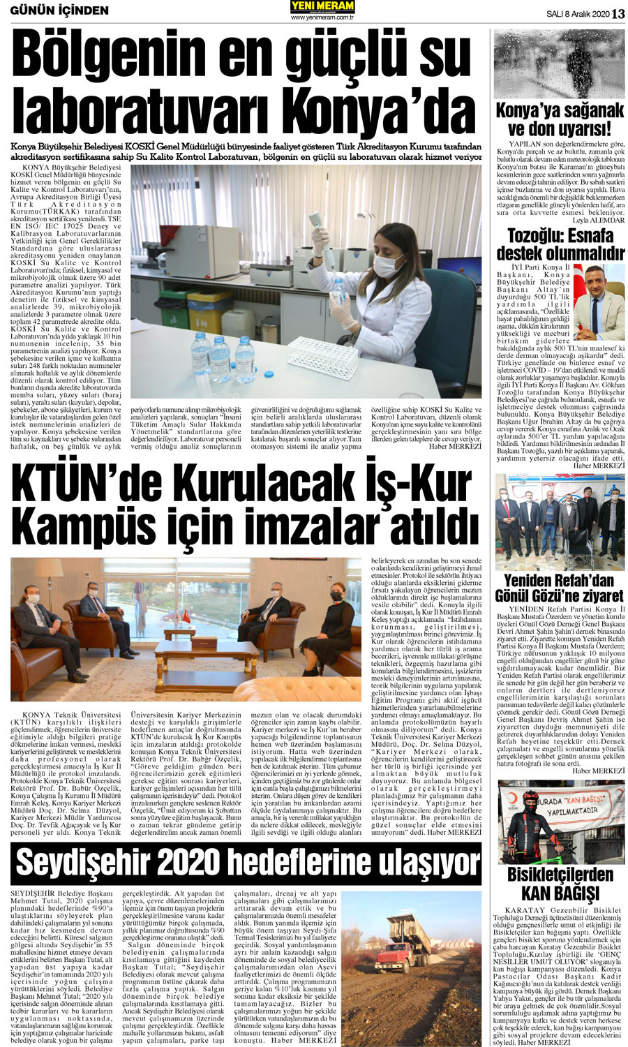 8 Aralık 2020 Yeni Meram Gazetesi