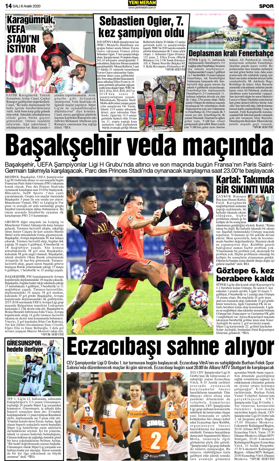 8 Aralık 2020 Yeni Meram Gazetesi