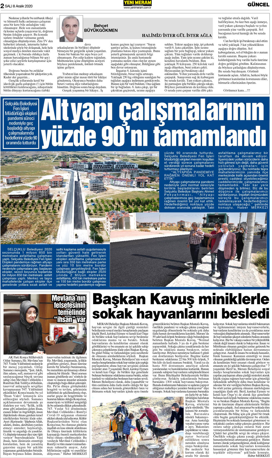 8 Aralık 2020 Yeni Meram Gazetesi