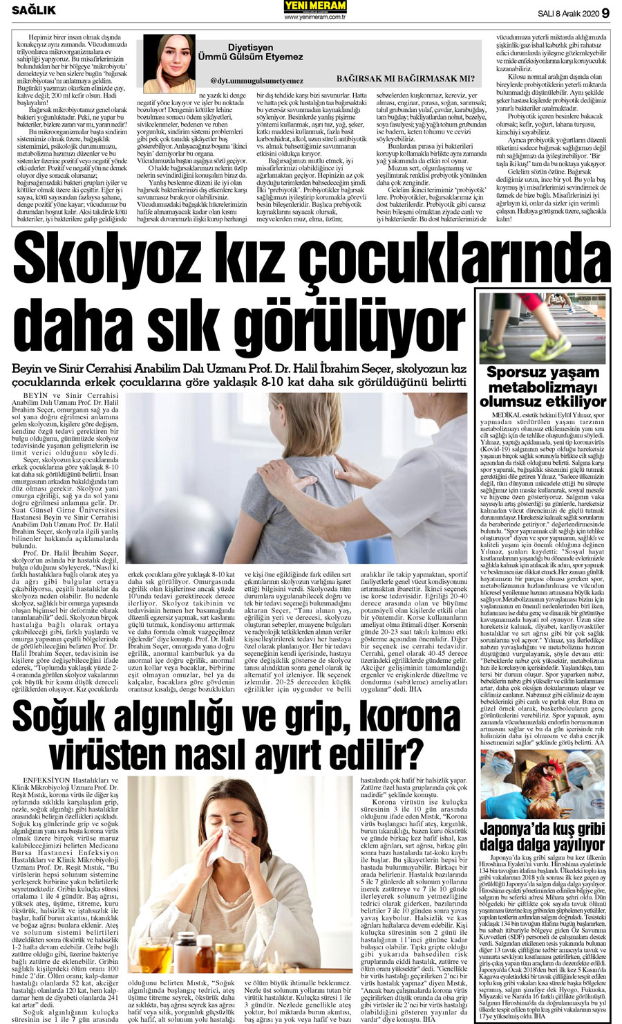 8 Aralık 2020 Yeni Meram Gazetesi