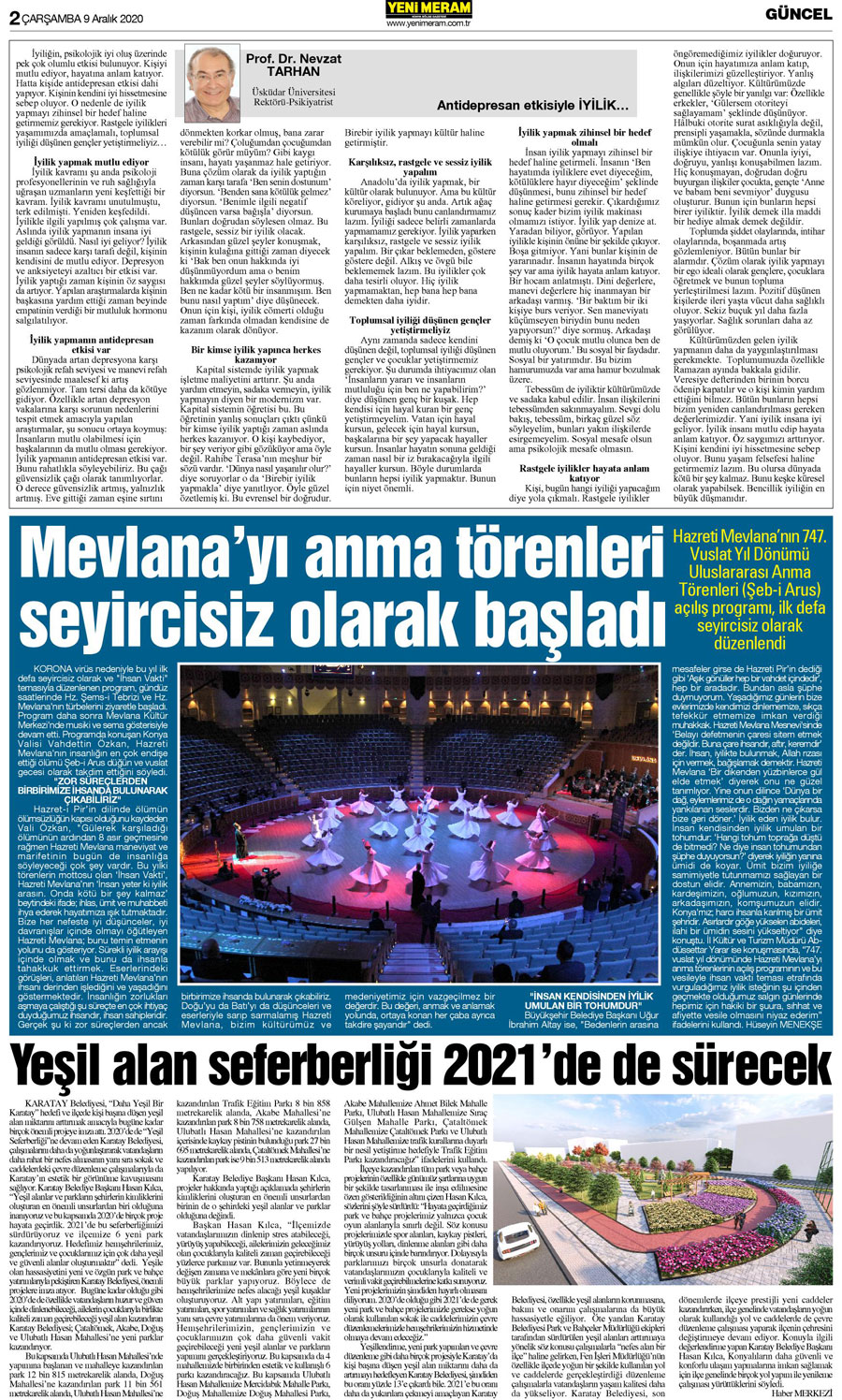 9 Aralık 2020 Yeni Meram Gazetesi