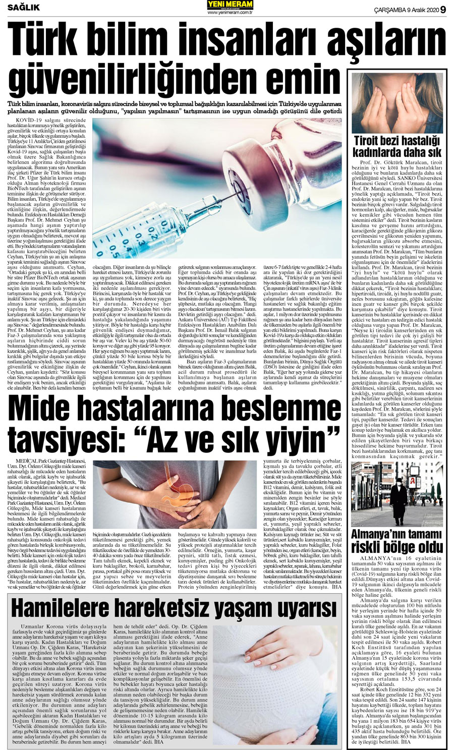 9 Aralık 2020 Yeni Meram Gazetesi