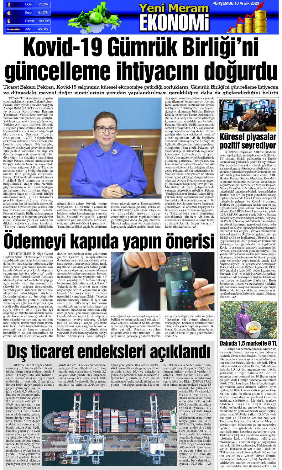 10 Aralık 2020 Yeni Meram Gazetesi