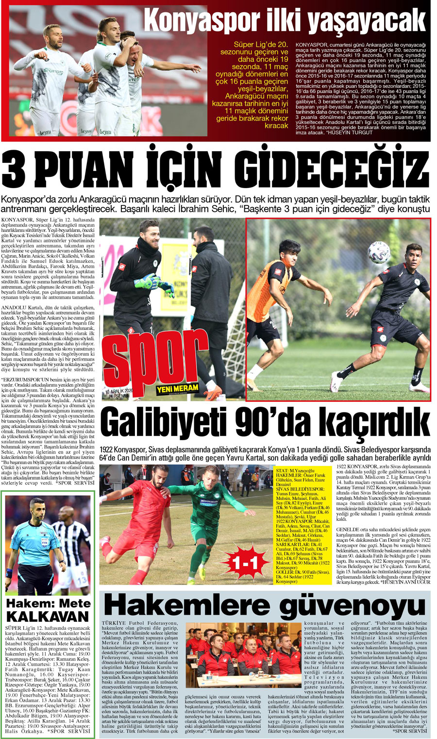 10 Aralık 2020 Yeni Meram Gazetesi