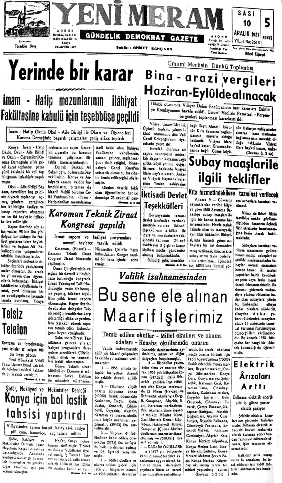 10 Aralık 2020 Yeni Meram Gazetesi