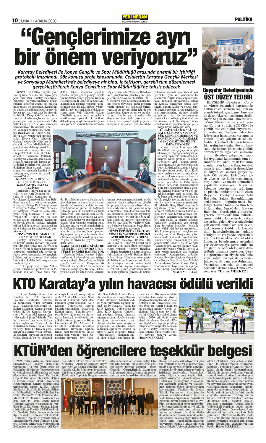 11 Aralık 2020 Yeni Meram Gazetesi