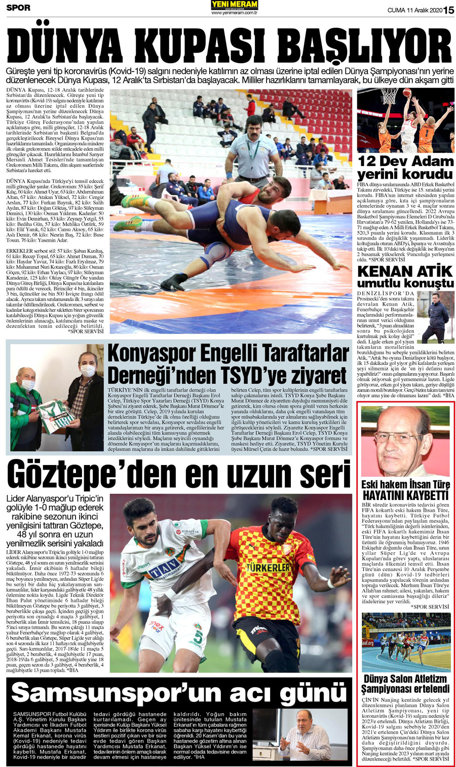 11 Aralık 2020 Yeni Meram Gazetesi