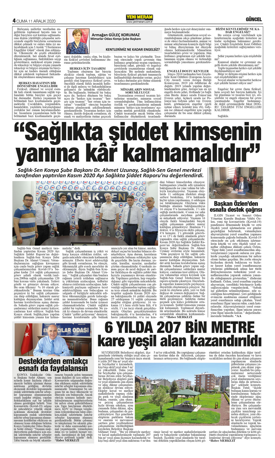 11 Aralık 2020 Yeni Meram Gazetesi