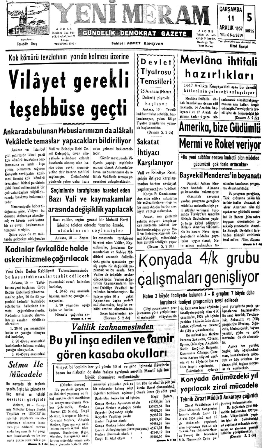 11 Aralık 2020 Yeni Meram Gazetesi