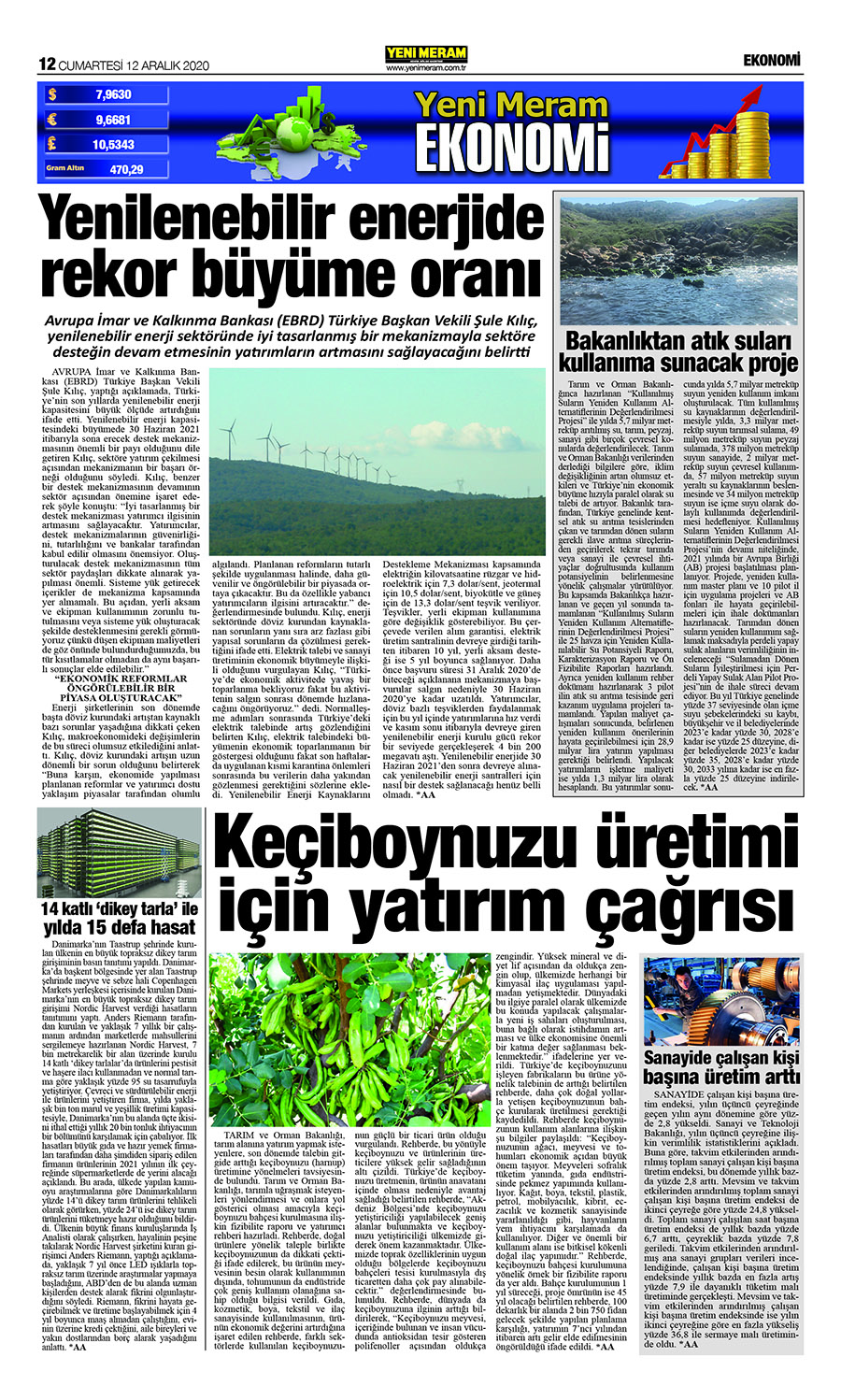 12 Aralık 2020 Yeni Meram Gazetesi