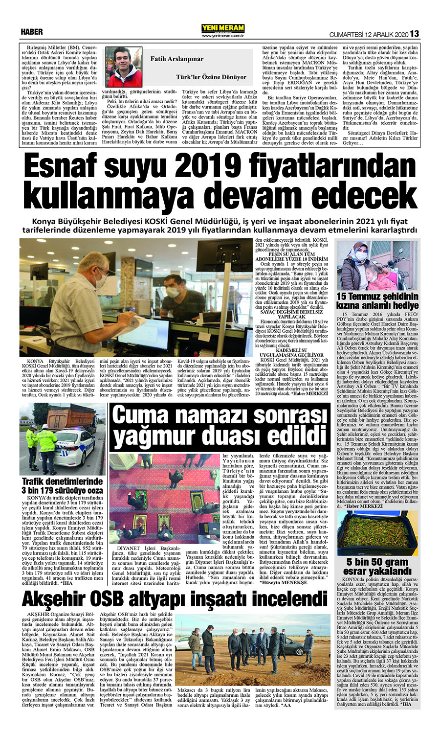 12 Aralık 2020 Yeni Meram Gazetesi