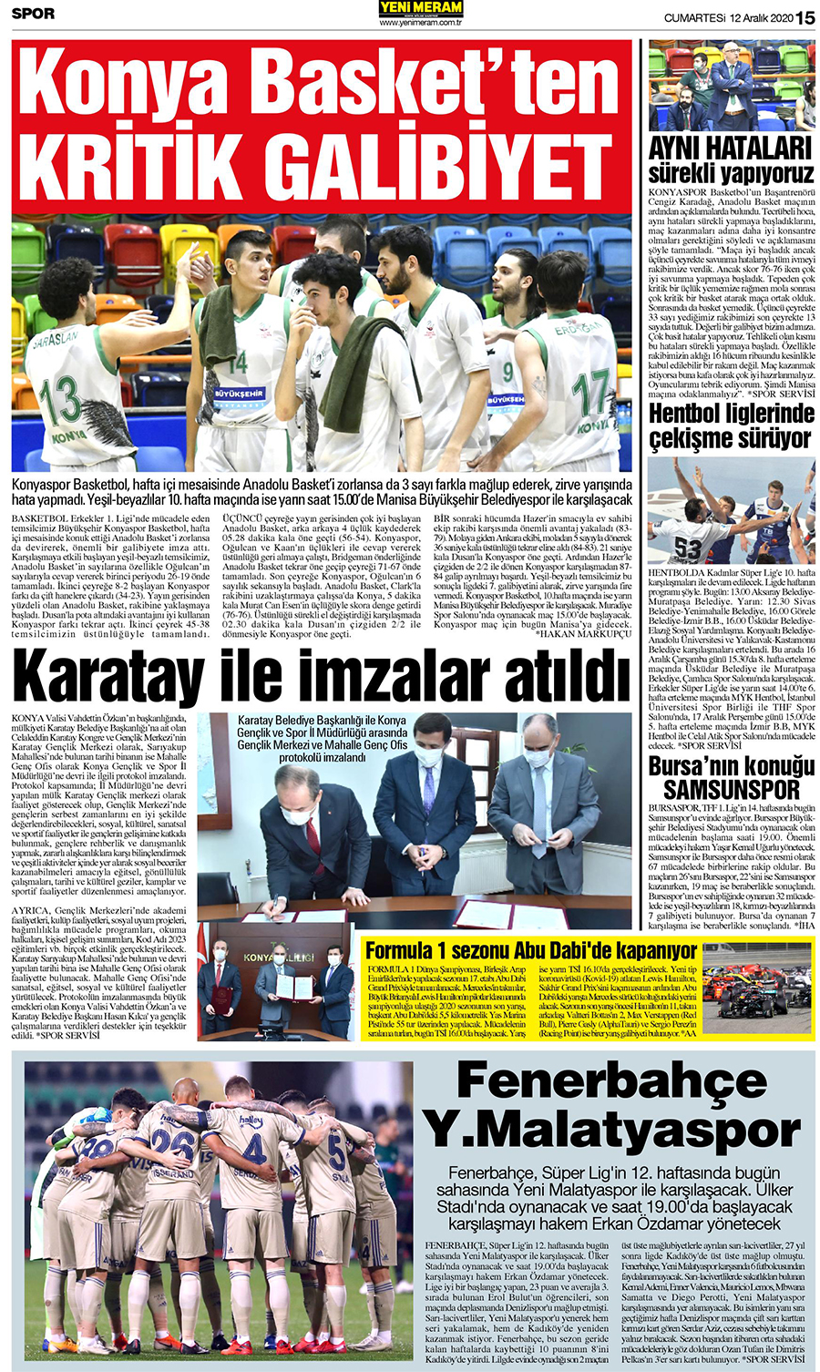 12 Aralık 2020 Yeni Meram Gazetesi