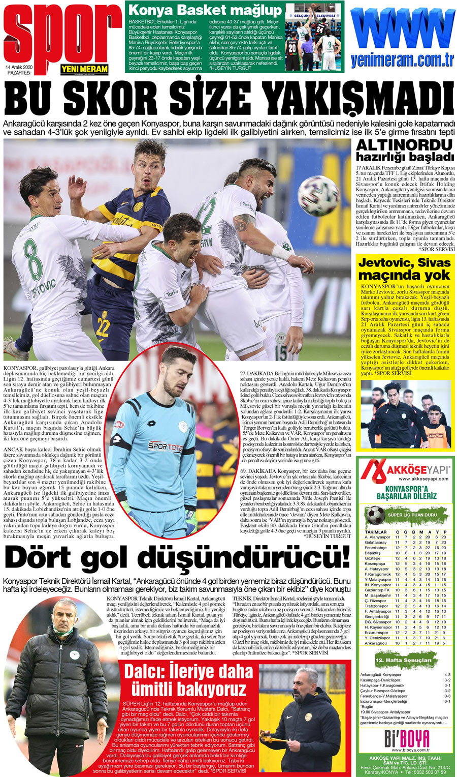 14 Aralık 2020 Yeni Meram Gazetesi