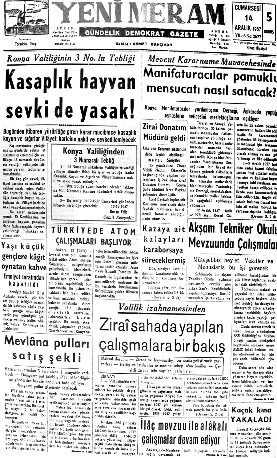 14 Aralık 2020 Yeni Meram Gazetesi