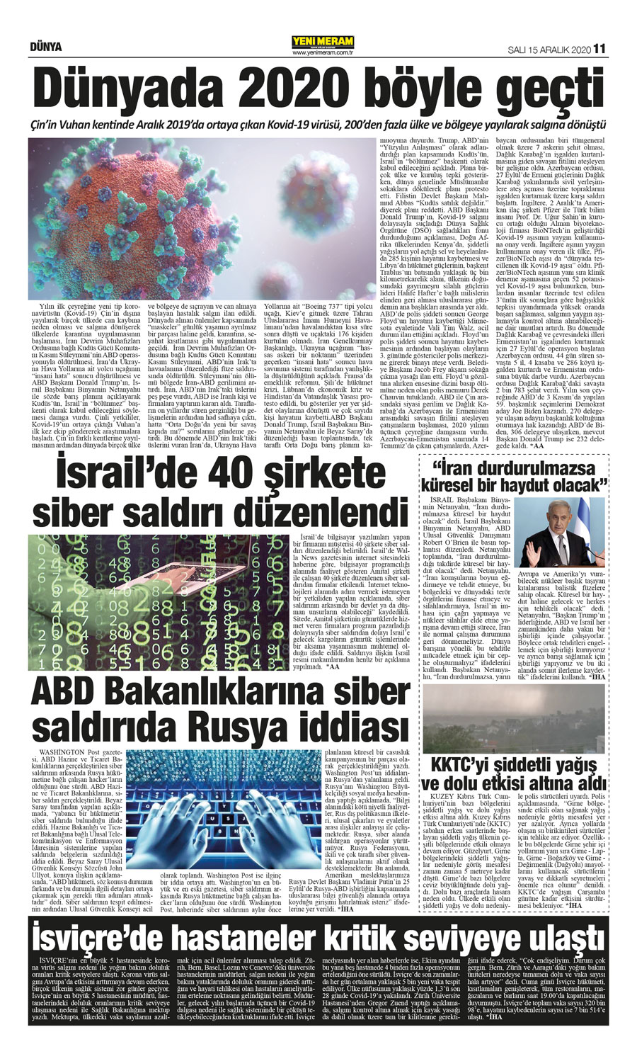 15 Aralık 2020 Yeni Meram Gazetesi