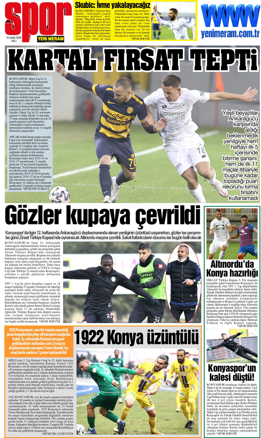 15 Aralık 2020 Yeni Meram Gazetesi