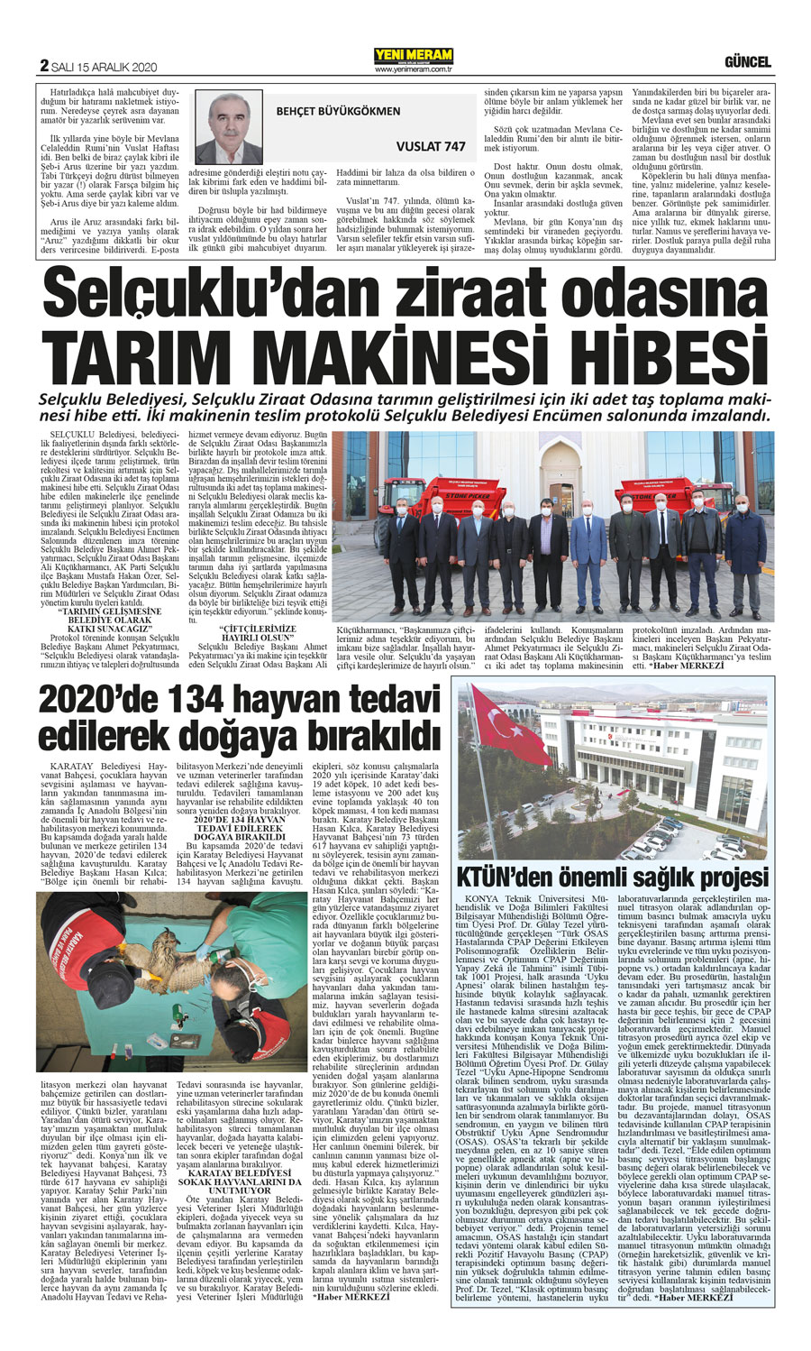 15 Aralık 2020 Yeni Meram Gazetesi