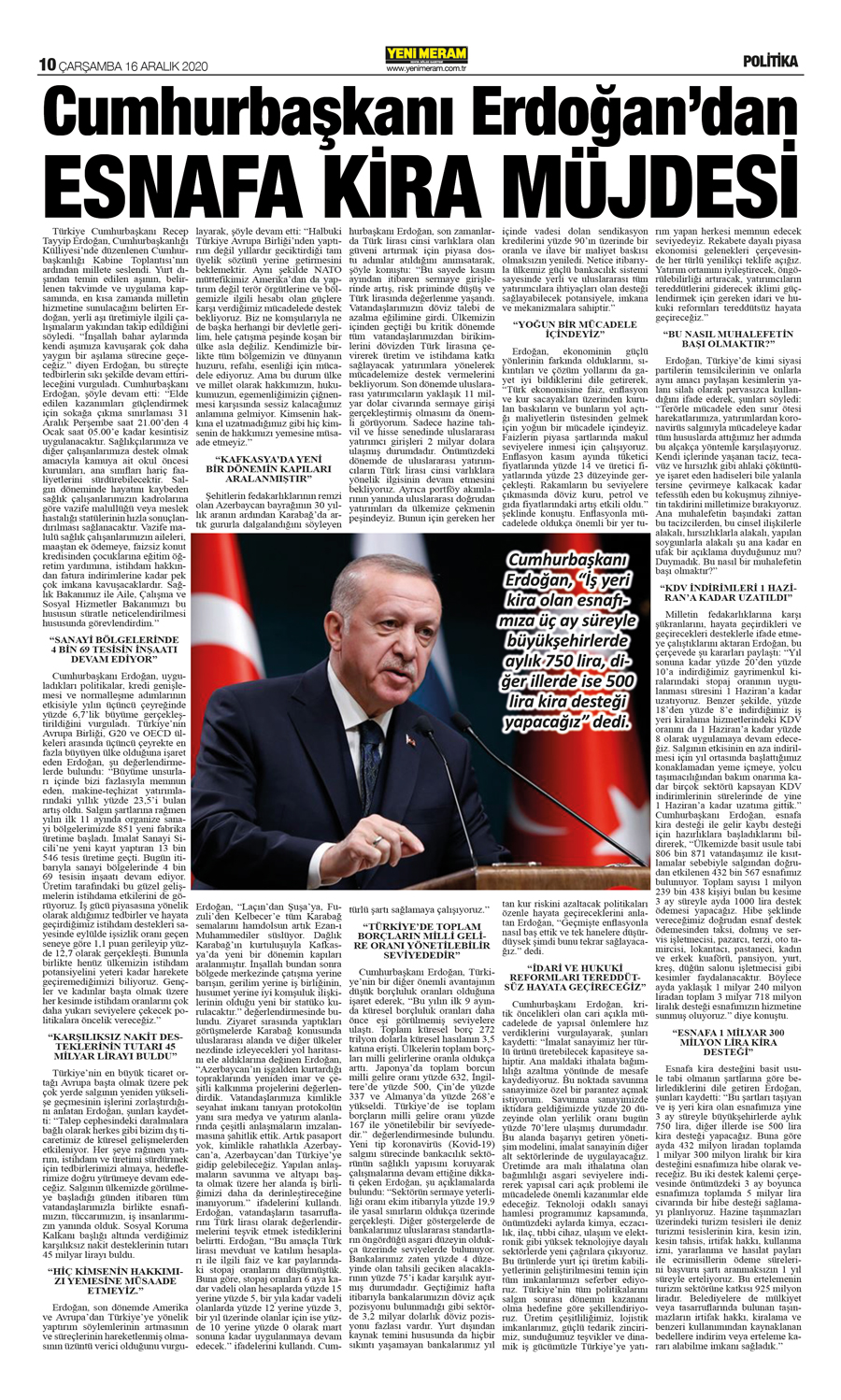 16 Aralık 2020 Yeni Meram Gazetesi