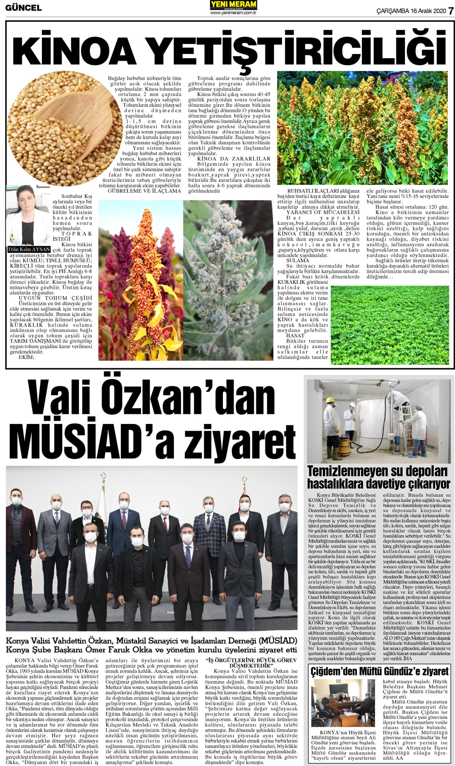 16 Aralık 2020 Yeni Meram Gazetesi