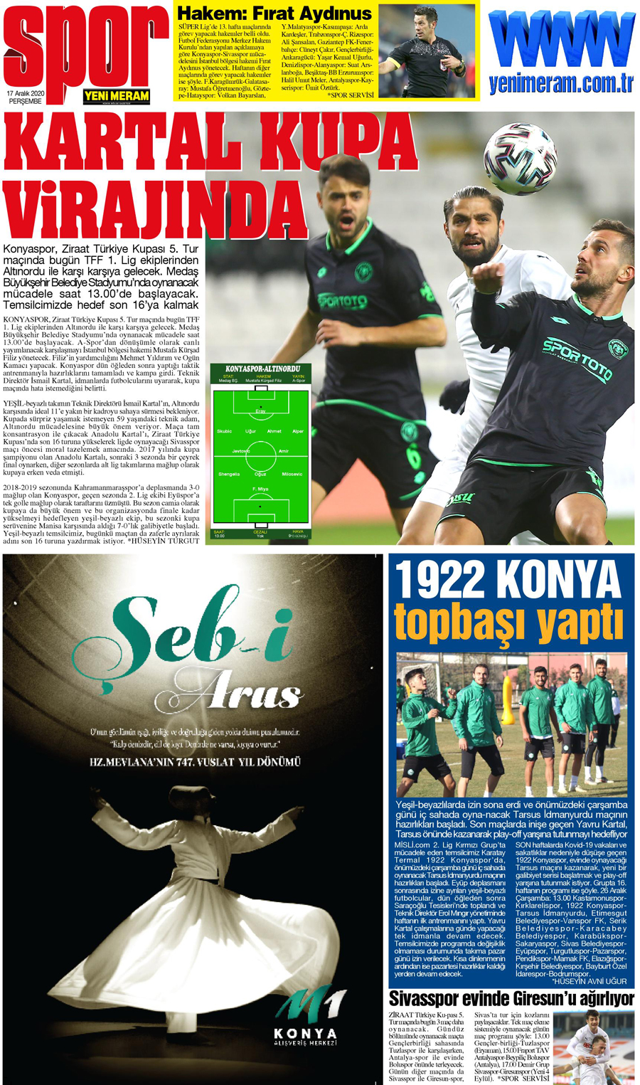 17 Aralık 2020 Yeni Meram Gazetesi