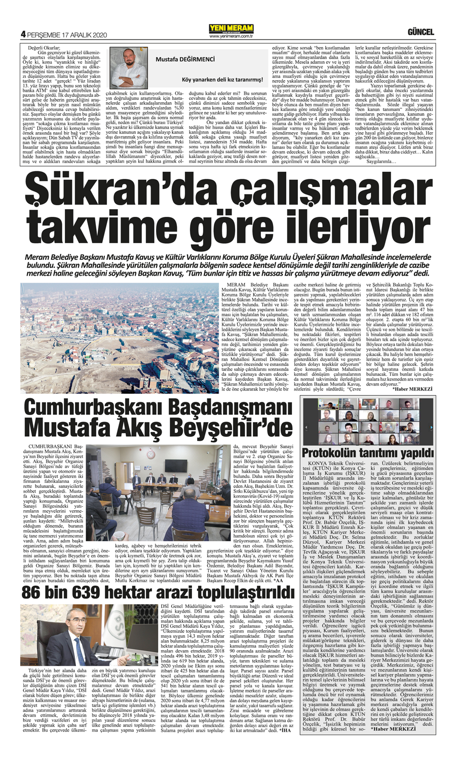 17 Aralık 2020 Yeni Meram Gazetesi