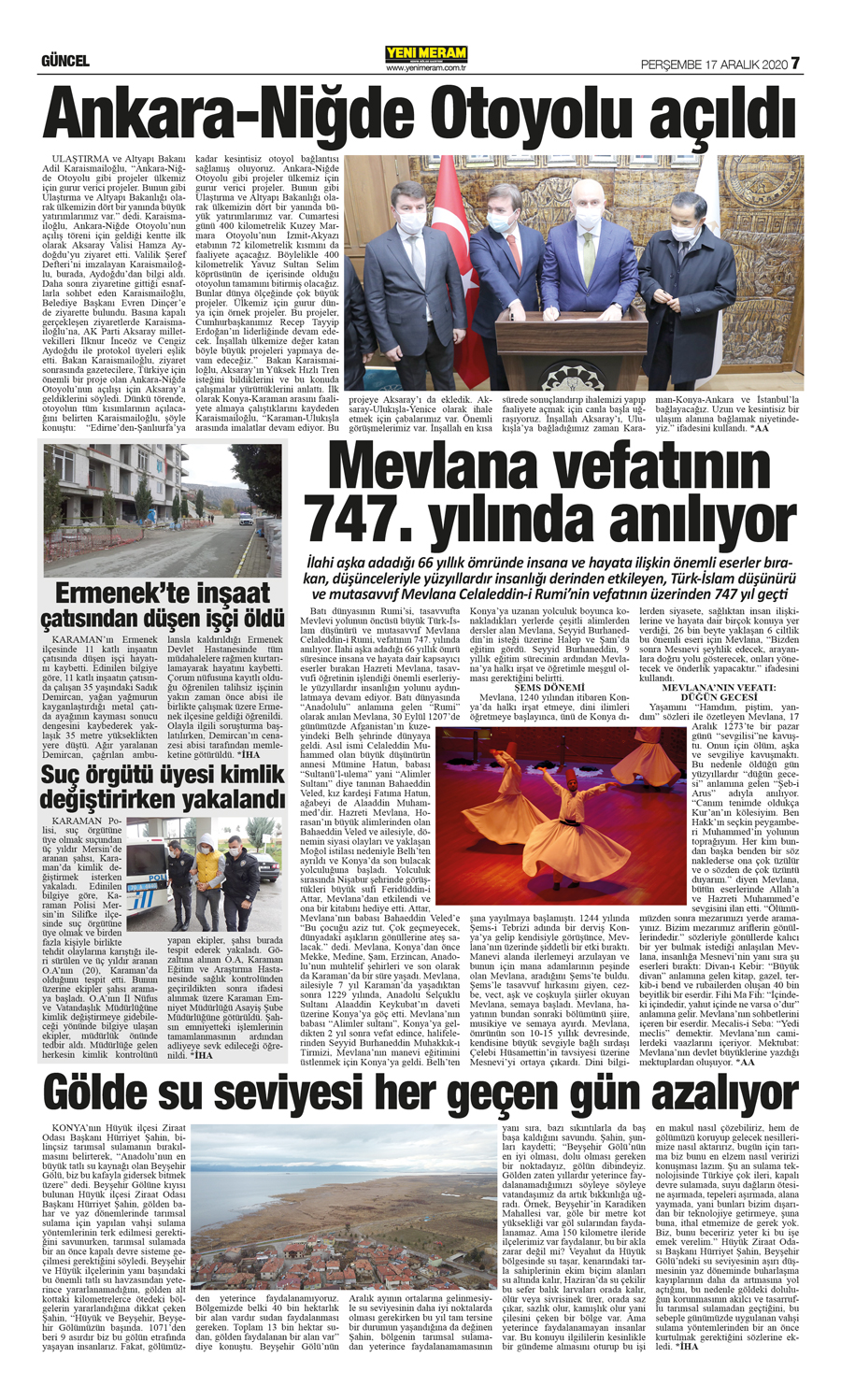 17 Aralık 2020 Yeni Meram Gazetesi