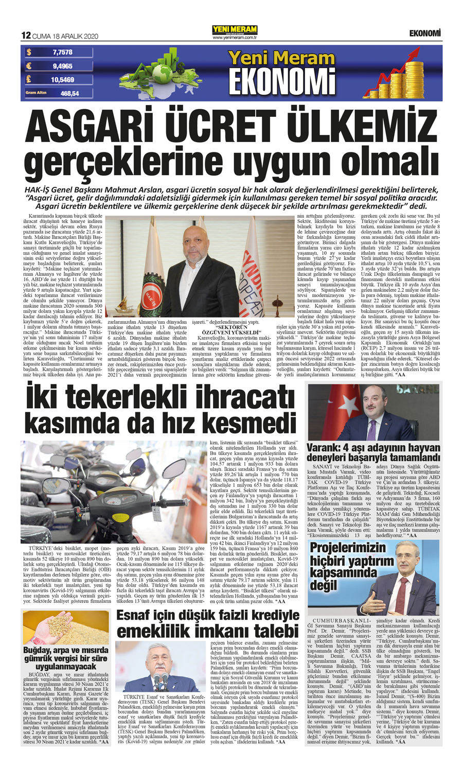 18 Aralık 2020 Yeni Meram Gazetesi