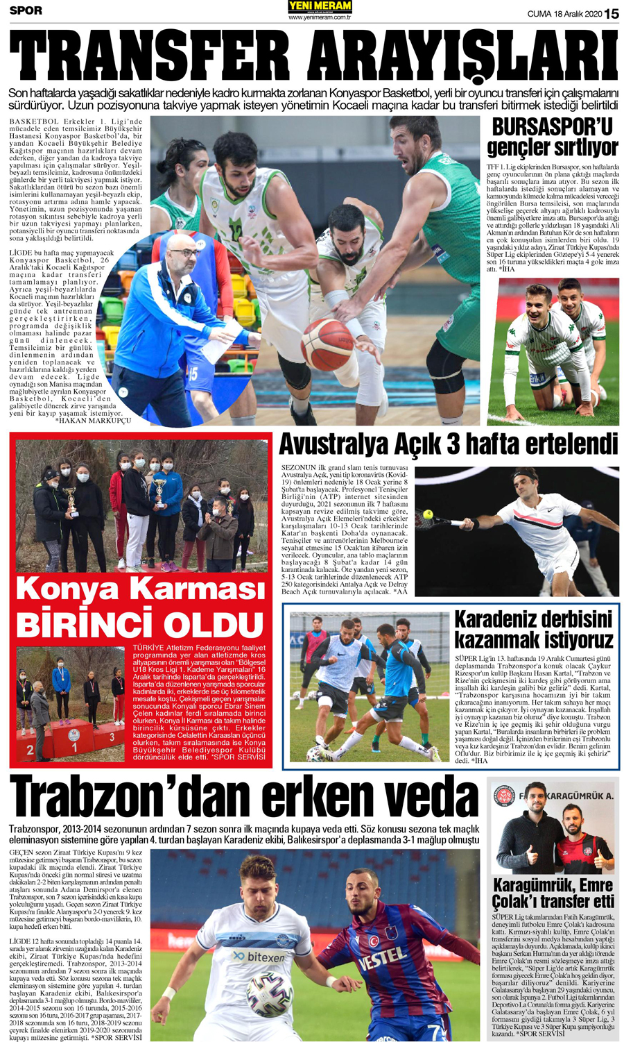 18 Aralık 2020 Yeni Meram Gazetesi