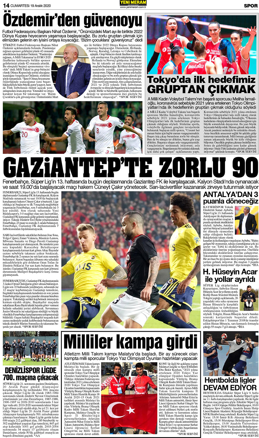 19 Aralık 2020 Yeni Meram Gazetesi