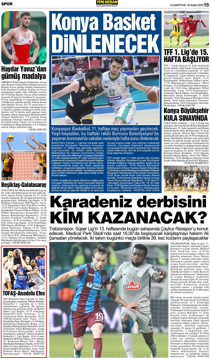 19 Aralık 2020 Yeni Meram Gazetesi