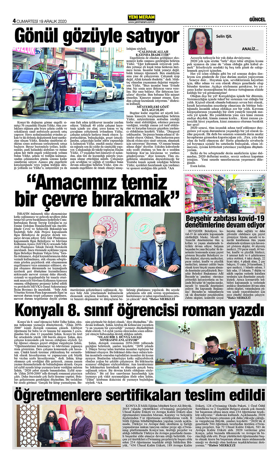 19 Aralık 2020 Yeni Meram Gazetesi