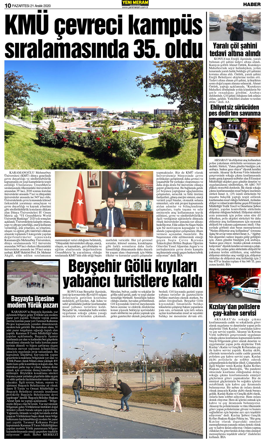 21 Aralık 2020 Yeni Meram Gazetesi