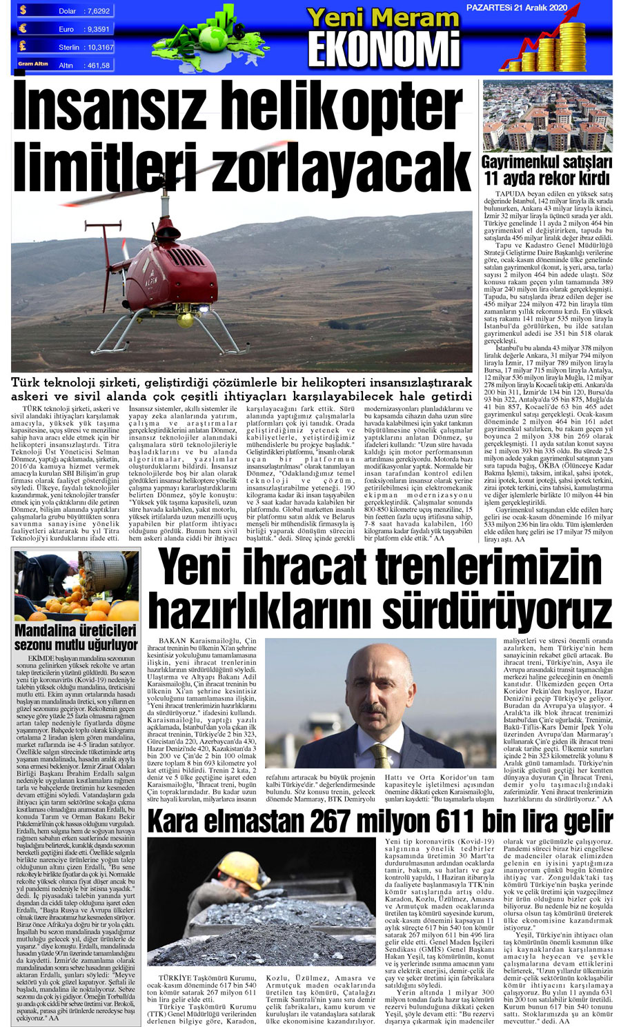 21 Aralık 2020 Yeni Meram Gazetesi