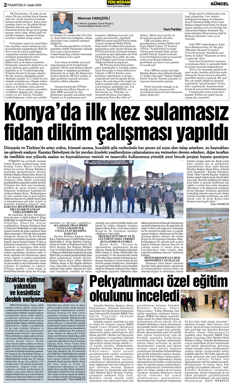 21 Aralık 2020 Yeni Meram Gazetesi