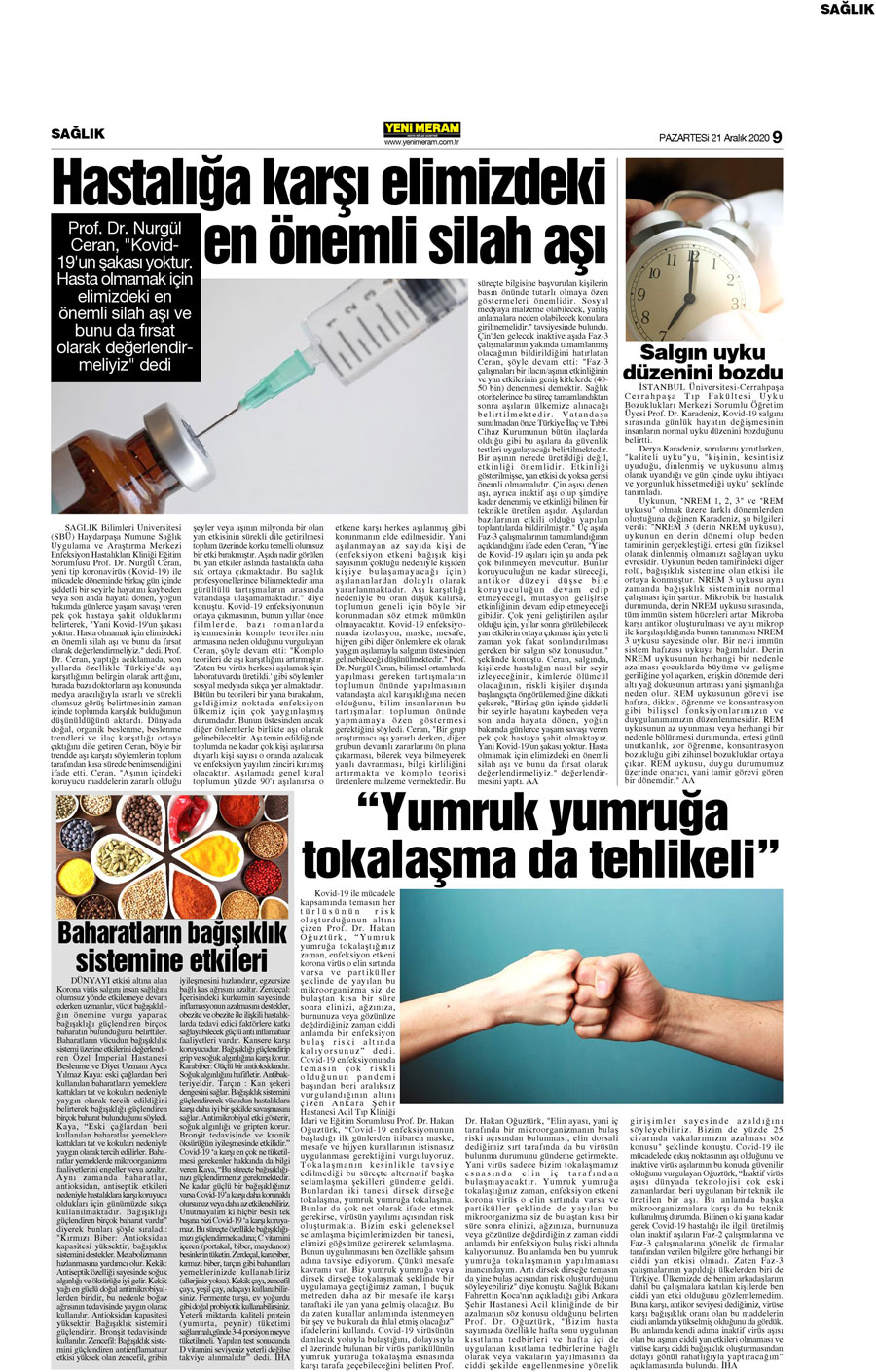 21 Aralık 2020 Yeni Meram Gazetesi