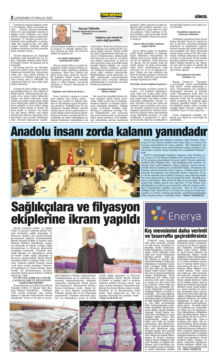 23 Aralık 2020 Yeni Meram Gazetesi