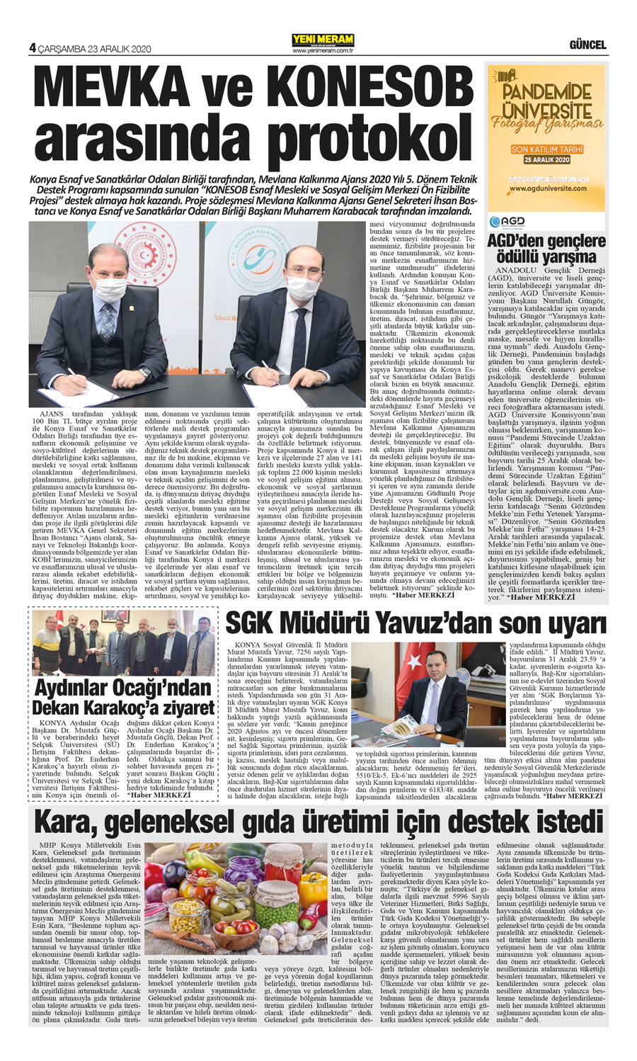 23 Aralık 2020 Yeni Meram Gazetesi