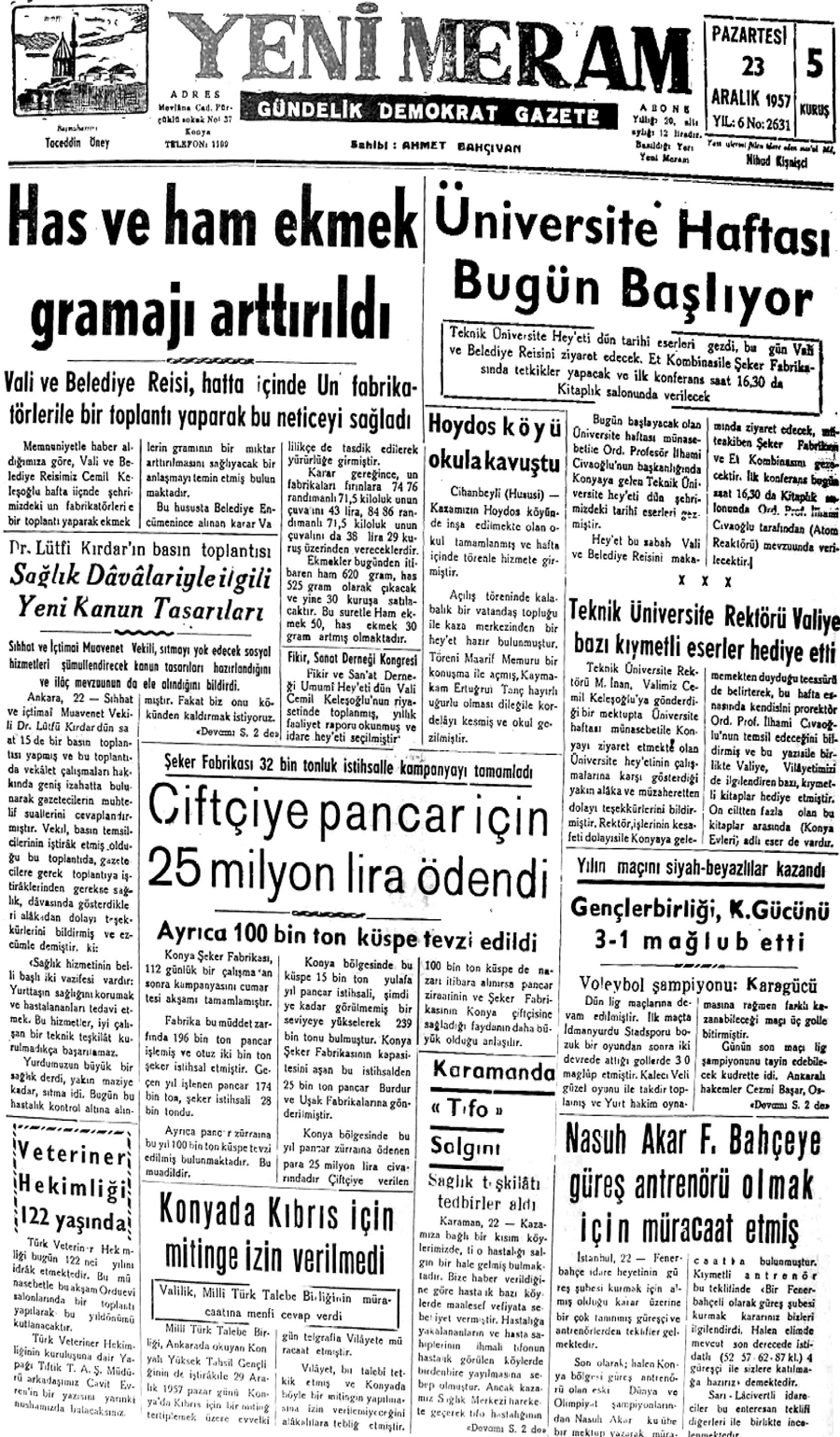 23 Aralık 2020 Yeni Meram Gazetesi