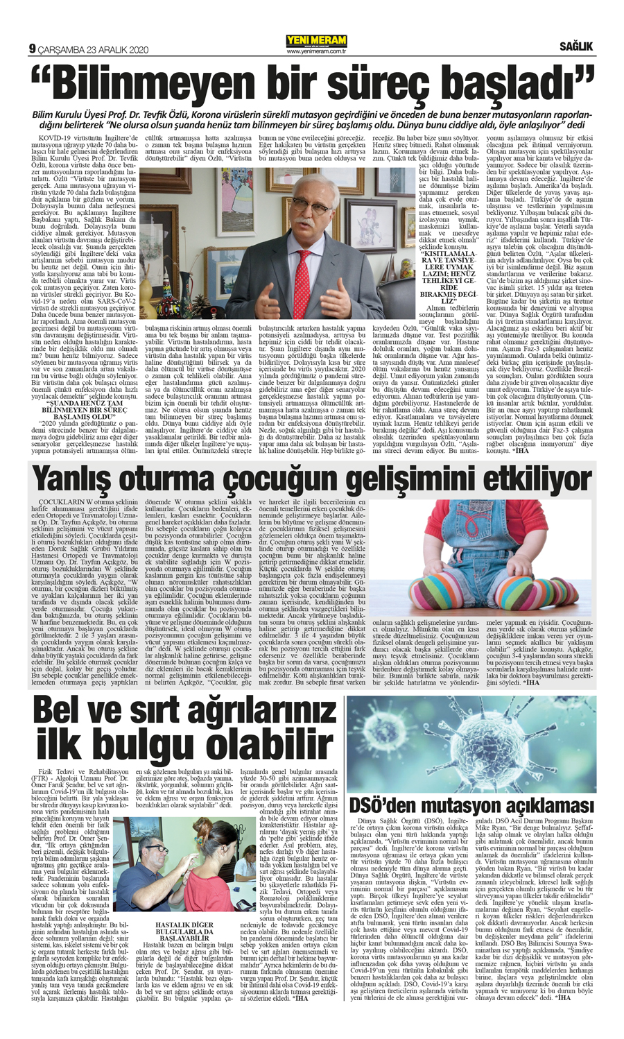 23 Aralık 2020 Yeni Meram Gazetesi